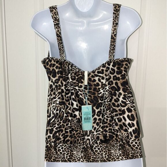 Sea Level Swim Wildside Blouson Tank MultiFit Singlet Leopard Print Size US8 NWT - Picture 2 of 6